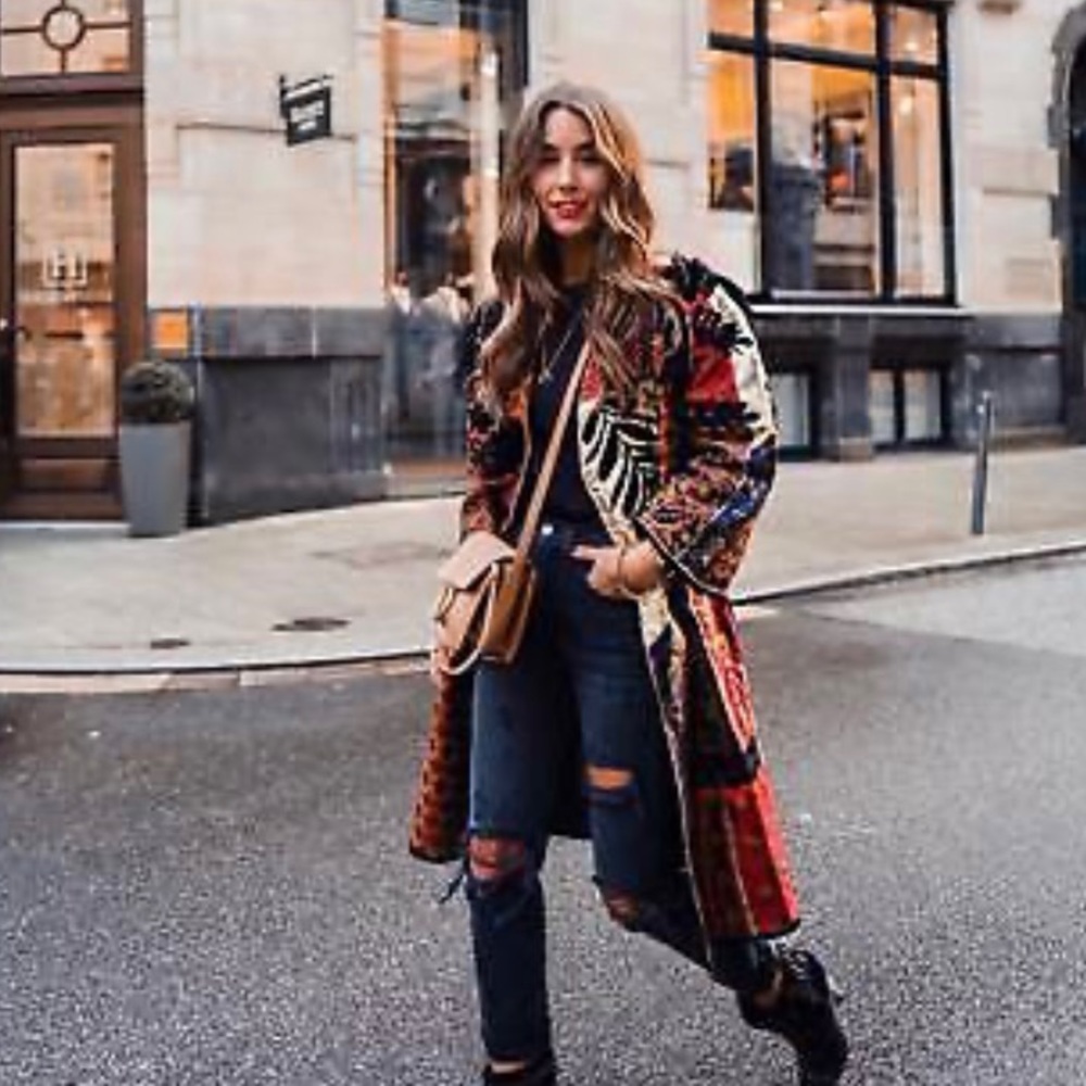 ASOS PATCHWORK TASSLE KIMONO COAT sz XS-S